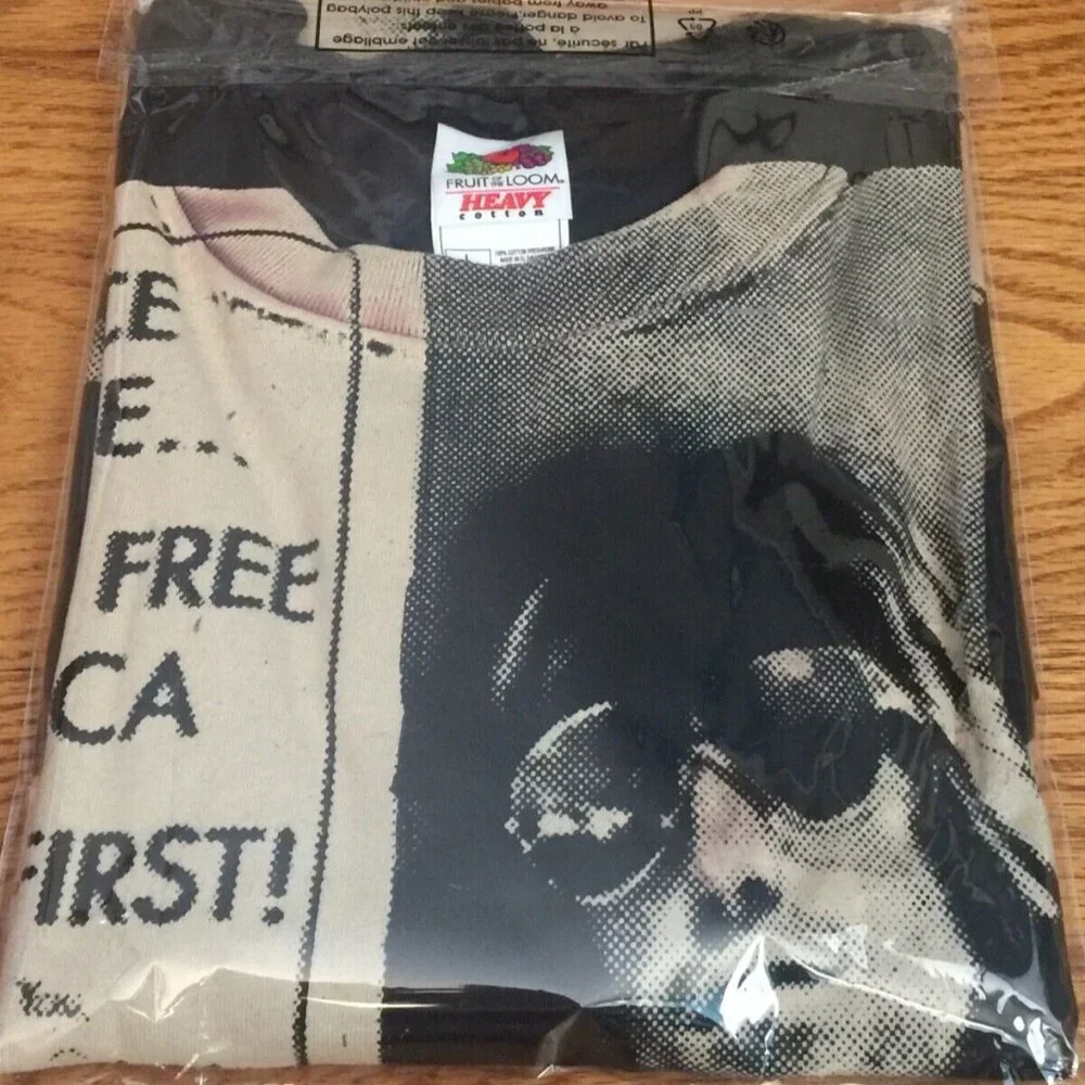 VINTAGE KEITH RICHARDS 70s ROLLING STONES TOUR PHOTO DRUG FREE AMERICA T SHIRT L